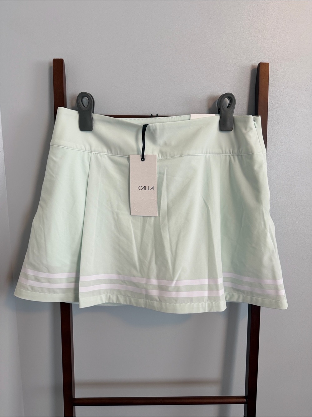 CALIA by Carrie Underwood Mint Pleated Skater Skirt with White Stripes
